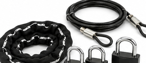 Sicherungspaket Master Lock + Stahlseil / Kette